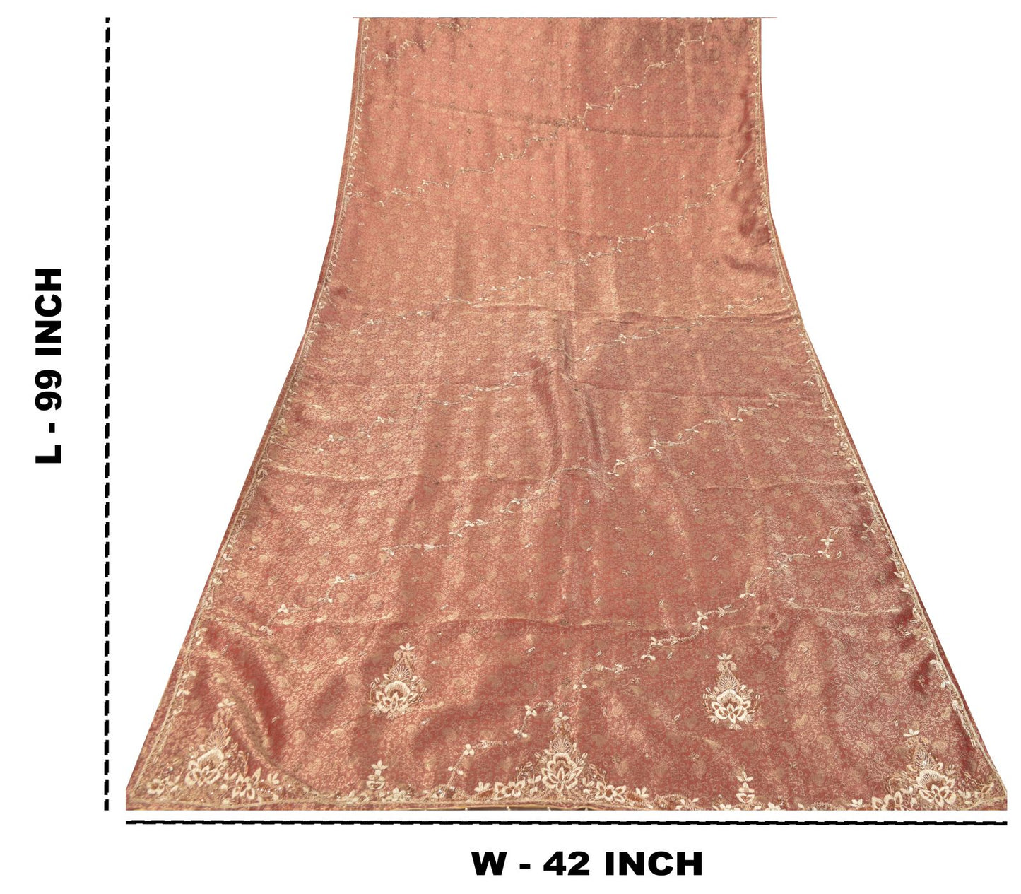 Sanskriti Vintage Red Tissue Silk Dupatta/Stole Hand Embroidery Zardozi Dabka