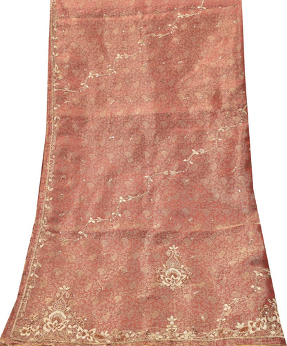 Sanskriti Vintage Red Tissue Silk Dupatta/Stole Hand Embroidery Zardozi Dabka