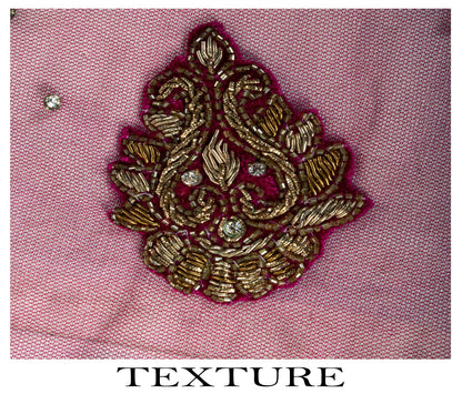 Sanskriti Vintage Pink Net Dupatta/Stole Hand Embroidery Zardozi Dabka Neck Veil