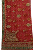 Sanskriti Vintage Red Net Dupatta/Stole Hand Embroidery Zardozi Dabka Neck Veil
