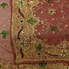 Sanskriti Vintage Pink Net Mesh Dupatta/Stole Hand Embroidery Zardozi Dabka Veil