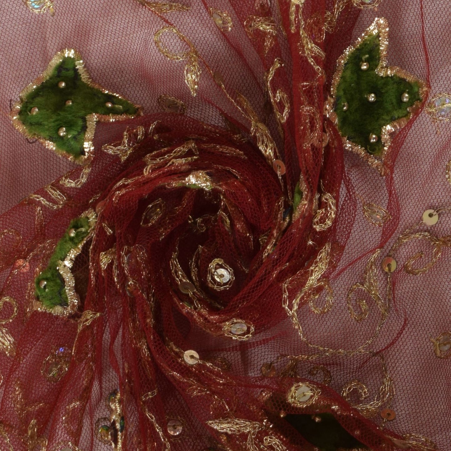 Sanskriti Vintage Pink Net Mesh Dupatta/Stole Hand Embroidery Zardozi Dabka Veil