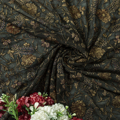 Sanskriti Vintage Black 100% Pure Georgette Silk Dupatta/Stole Hand Beaded Veil