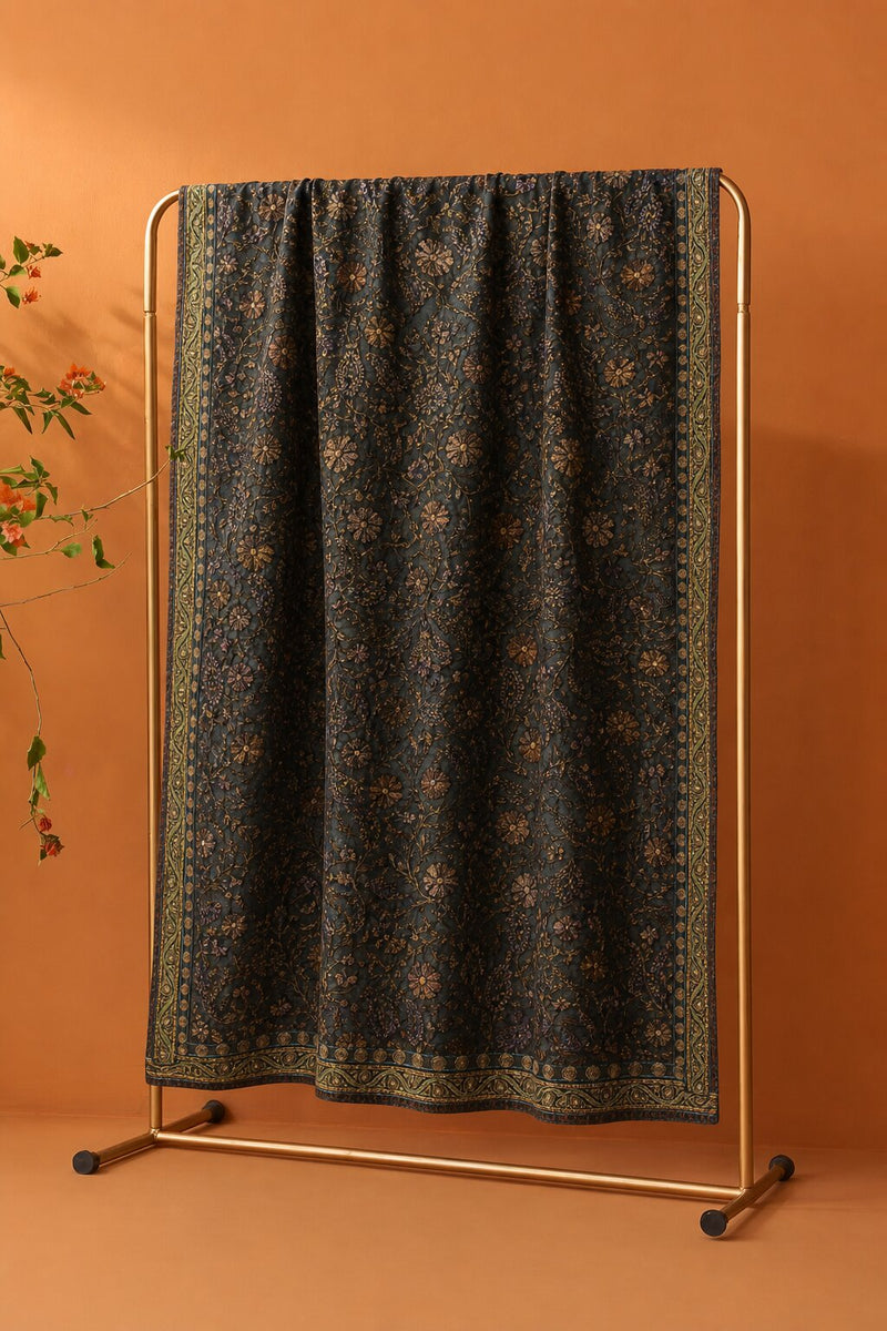Sanskriti Vintage Black 100% Pure Georgette Silk Dupatta/Stole Hand Beaded Veil