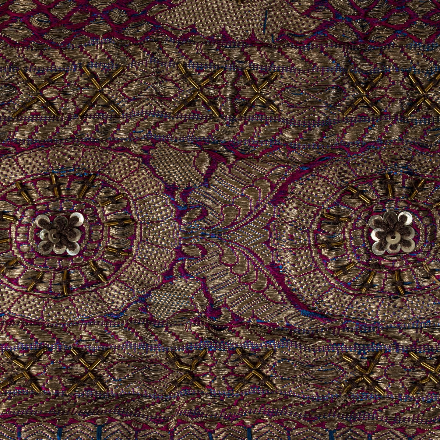 Sanskriti Vintage Brown Velvet Dupatta/Stole Brocade Woven Patch Work Wrap Veil