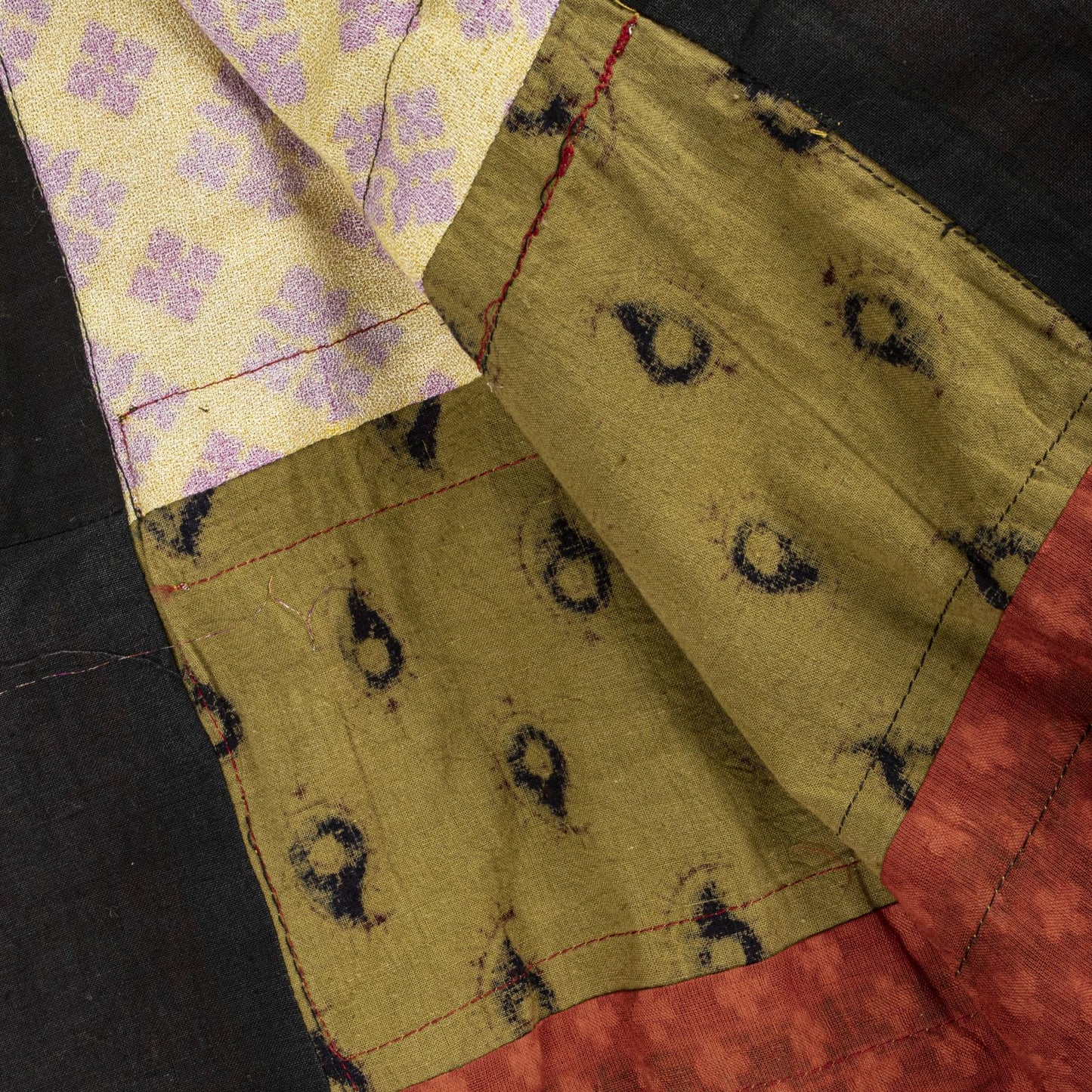 Sanskriti Vintage Yellow Pure Crepe Dupatta/Stole Dabka-Fabric Patch-Print Veil