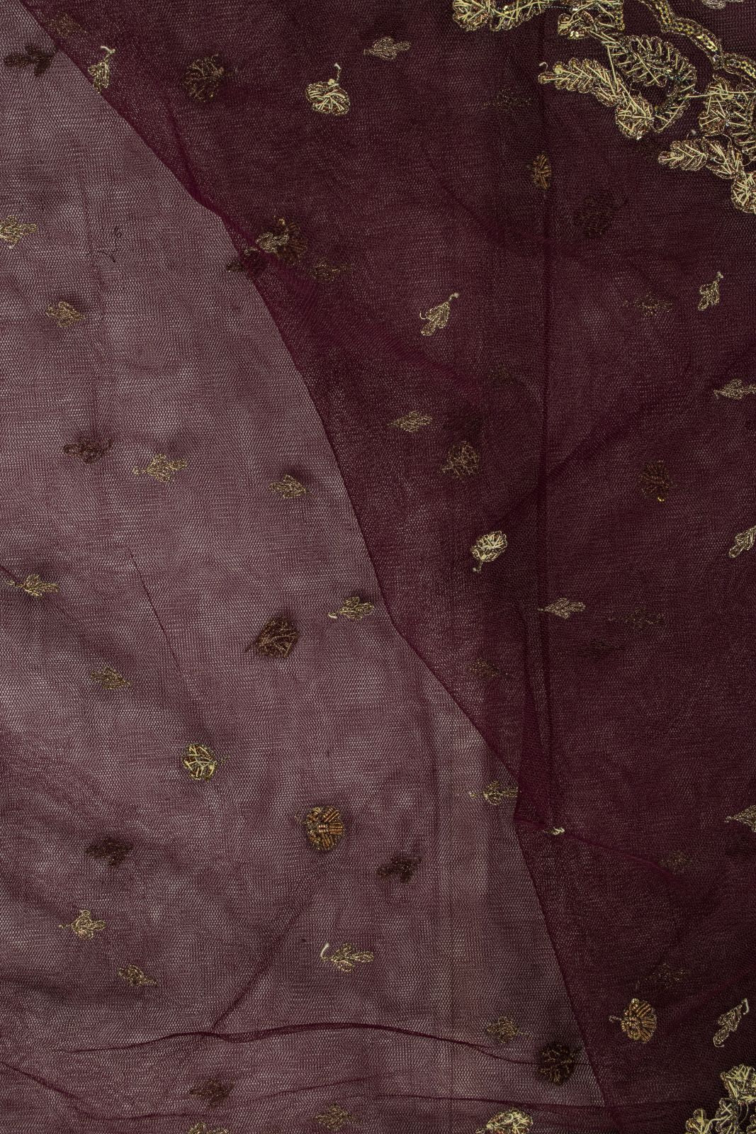 Sanskriti Vintage Net Purple Dupatta/Stole Hand Embroidered Zardozi Antique Veil