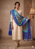 Sanskriti Vintage Blue Pure Silk Dupatta/Stole Hand Embroidered Zardozi Bandhani