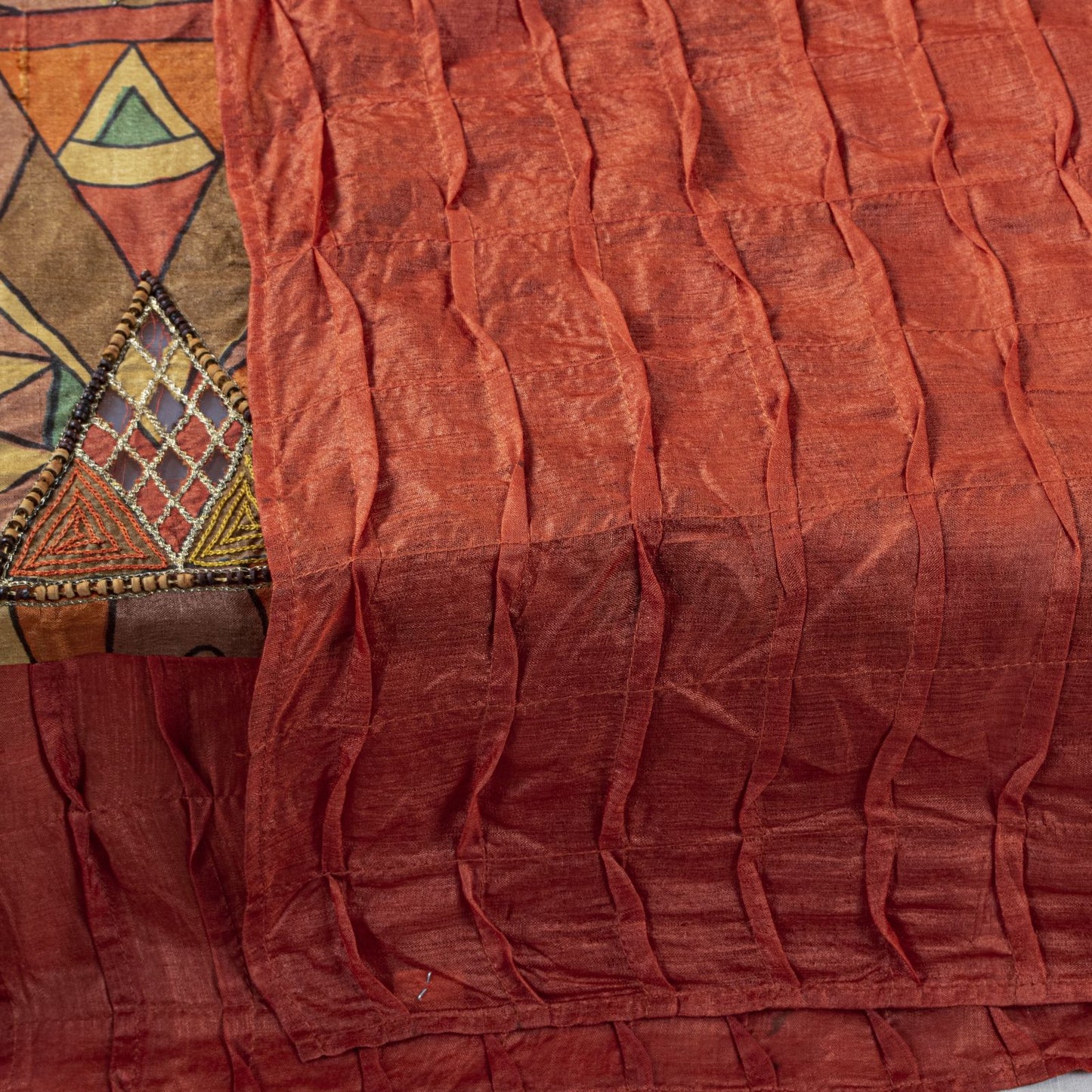 Sanskriti Vintage Pure Silk Multicolor Dupatta/Stole Hand Beaded-Abstract Print