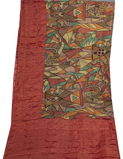 Sanskriti Vintage Pure Silk Multicolor Dupatta/Stole Hand Beaded-Abstract Print