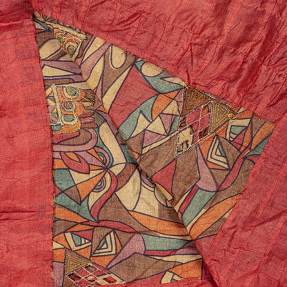 Sanskriti Vintage Pure Silk Multicolor Dupatta/Stole Hand Beaded-Abstract Print