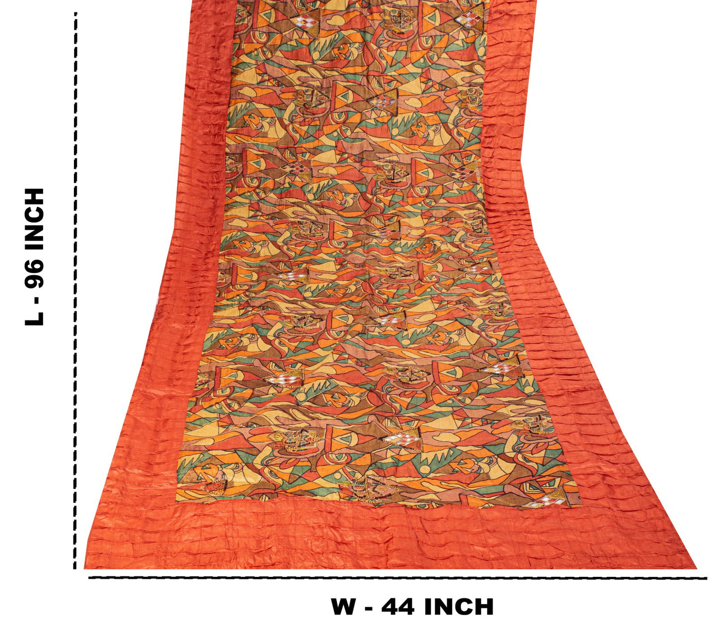 Sanskriti Vintage Pure Silk Multicolor Dupatta/Stole Hand Beaded-Abstract Print