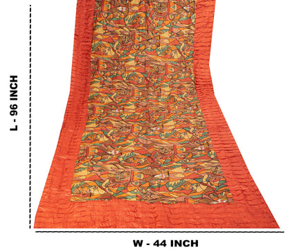 Sanskriti Vintage Pure Silk Multicolor Dupatta/Stole Hand Beaded-Abstract Print