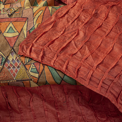 Sanskriti Vintage Pure Silk Multicolor Dupatta/Stole Hand Beaded-Abstract Print