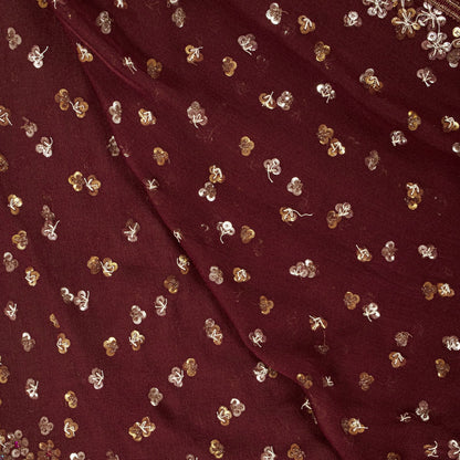 Sanskriti Vintage Brown Pure Georgette Dupatta/Stole Hand Beaded-Sequins Veil