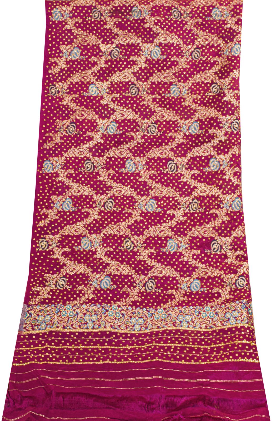 Sanskriti Vintage Pink Pure Silk Dupatta/Stole Brocade Zari Hand Woven-Bead Veil