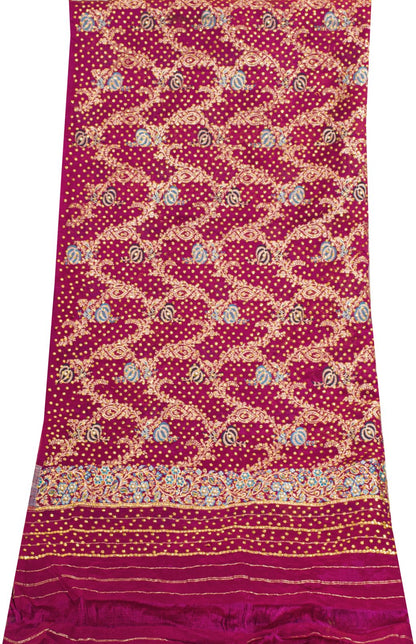 Sanskriti Vintage Pink Pure Silk Dupatta/Stole Brocade Zari Hand Woven-Bead Veil