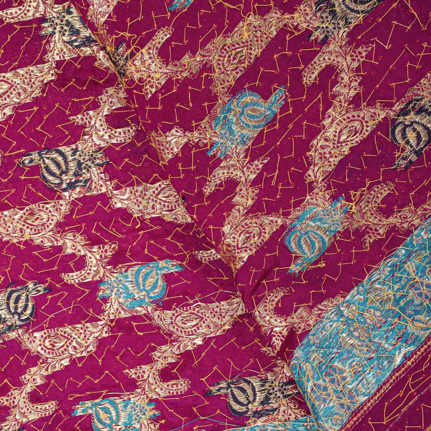 Sanskriti Vintage Pink Pure Silk Dupatta/Stole Brocade Zari Hand Woven-Bead Veil
