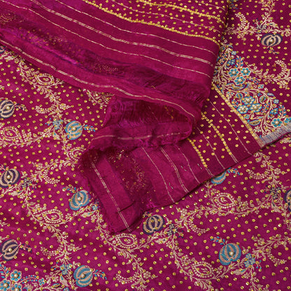 Sanskriti Vintage Pink Pure Silk Dupatta/Stole Brocade Zari Hand Woven-Bead Veil