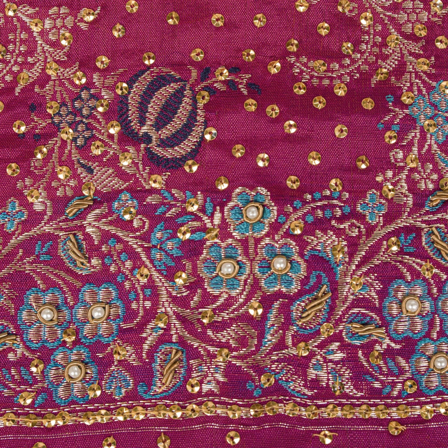 Sanskriti Vintage Pink Pure Silk Dupatta/Stole Brocade Zari Hand Woven-Bead Veil