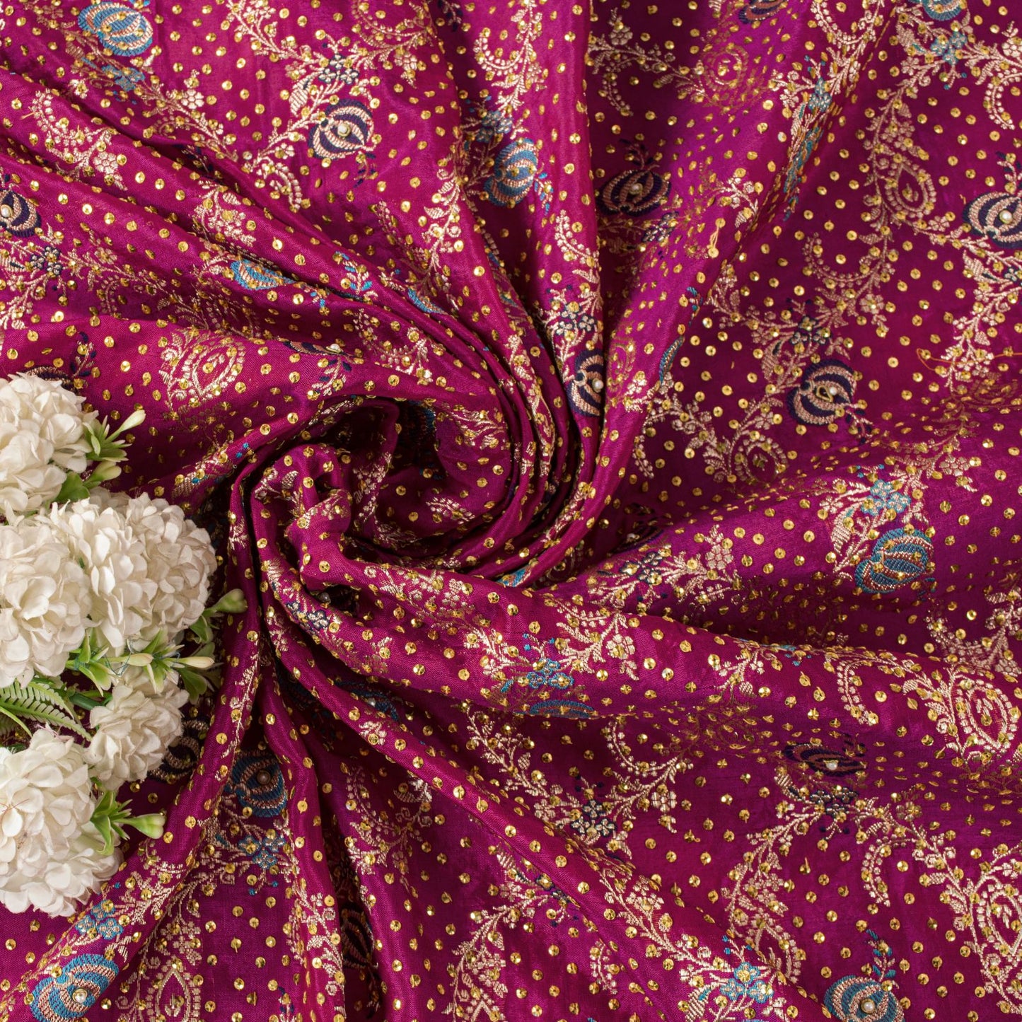 Sanskriti Vintage Pink Pure Silk Dupatta/Stole Brocade Zari Hand Woven-Bead Veil