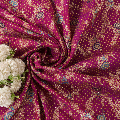 Sanskriti Vintage Pink Pure Silk Dupatta/Stole Brocade Zari Hand Woven-Bead Veil