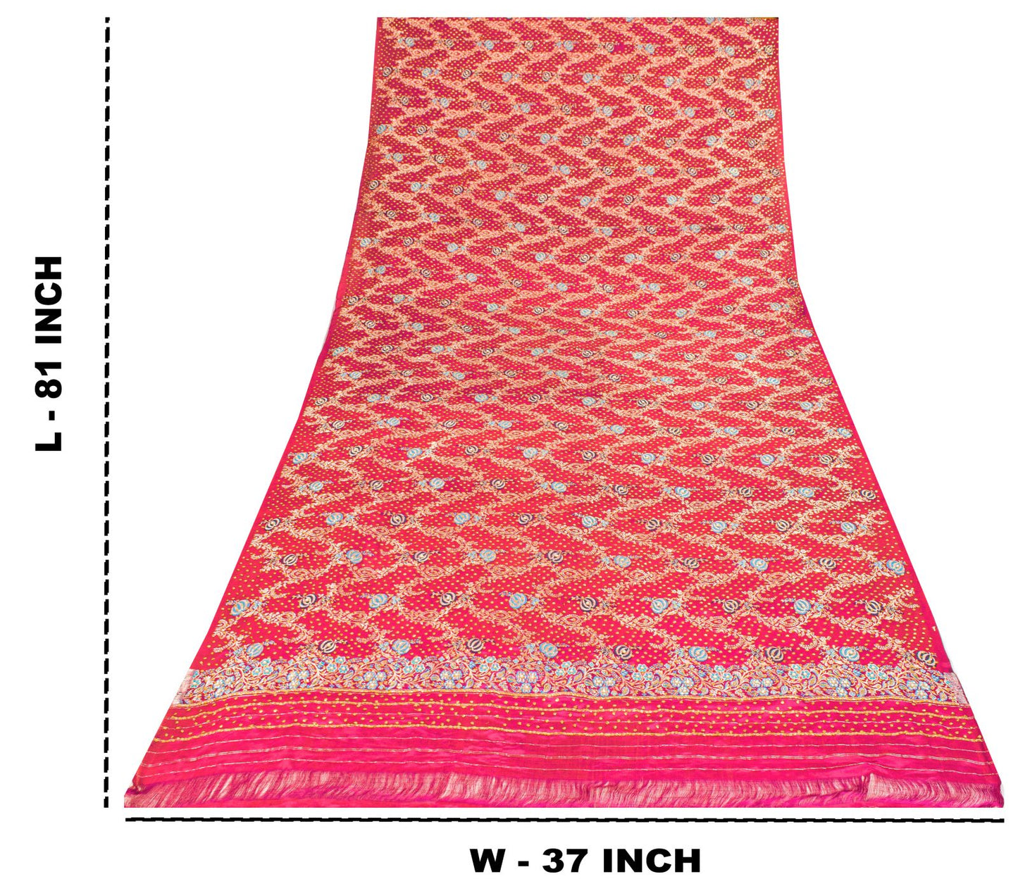 Sanskriti Vintage Pink Pure Silk Dupatta/Stole Brocade Zari Hand Woven-Bead Veil