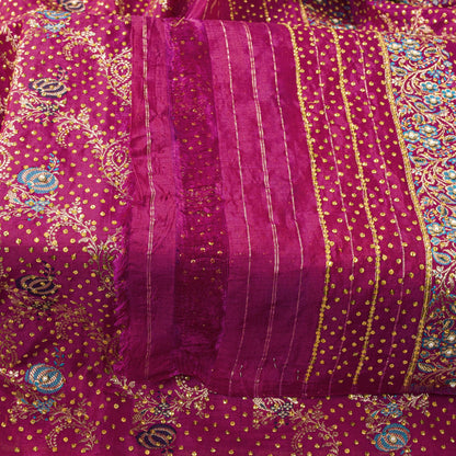 Sanskriti Vintage Pink Pure Silk Dupatta/Stole Brocade Zari Hand Woven-Bead Veil