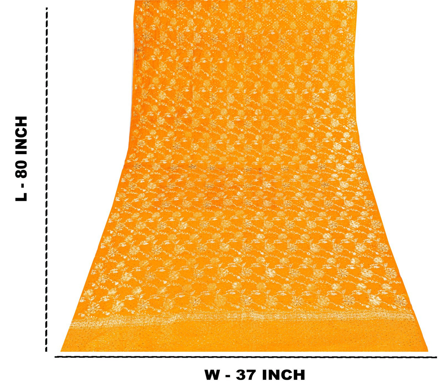 Sanskriti Vintage Yellow Pure Silk Dupatta/Stole Hand Embroidery-Woven Sequins