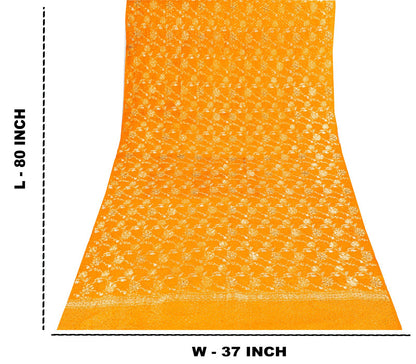 Sanskriti Vintage Yellow Pure Silk Dupatta/Stole Hand Embroidery-Woven Sequins