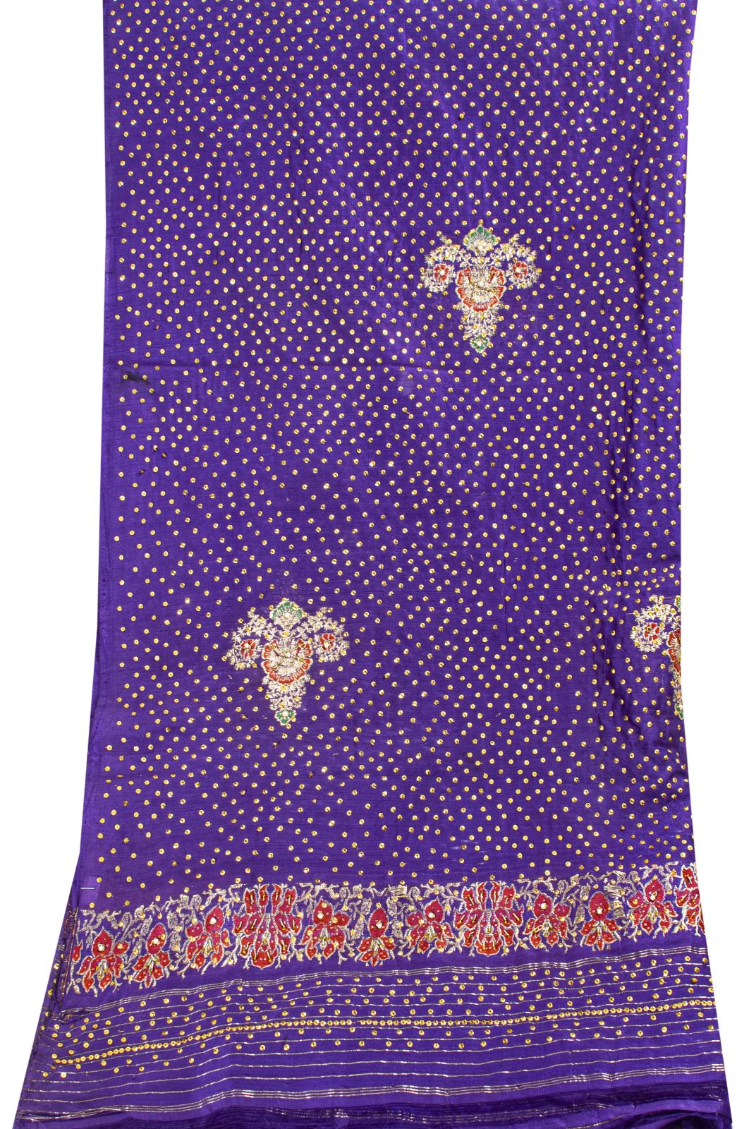 Sanskriti Vintage Purple Pure Silk Dupatta/Stole Brocade Woven-Handmade Zardozi