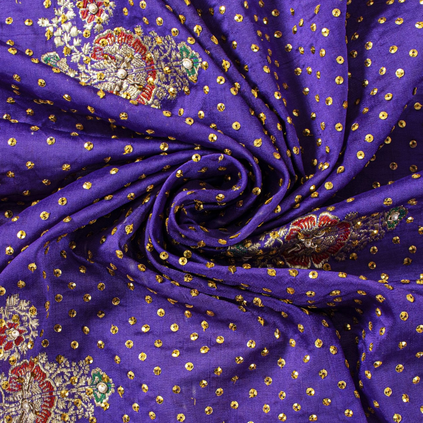 Sanskriti Vintage Purple Pure Silk Dupatta/Stole Brocade Woven-Handmade Zardozi