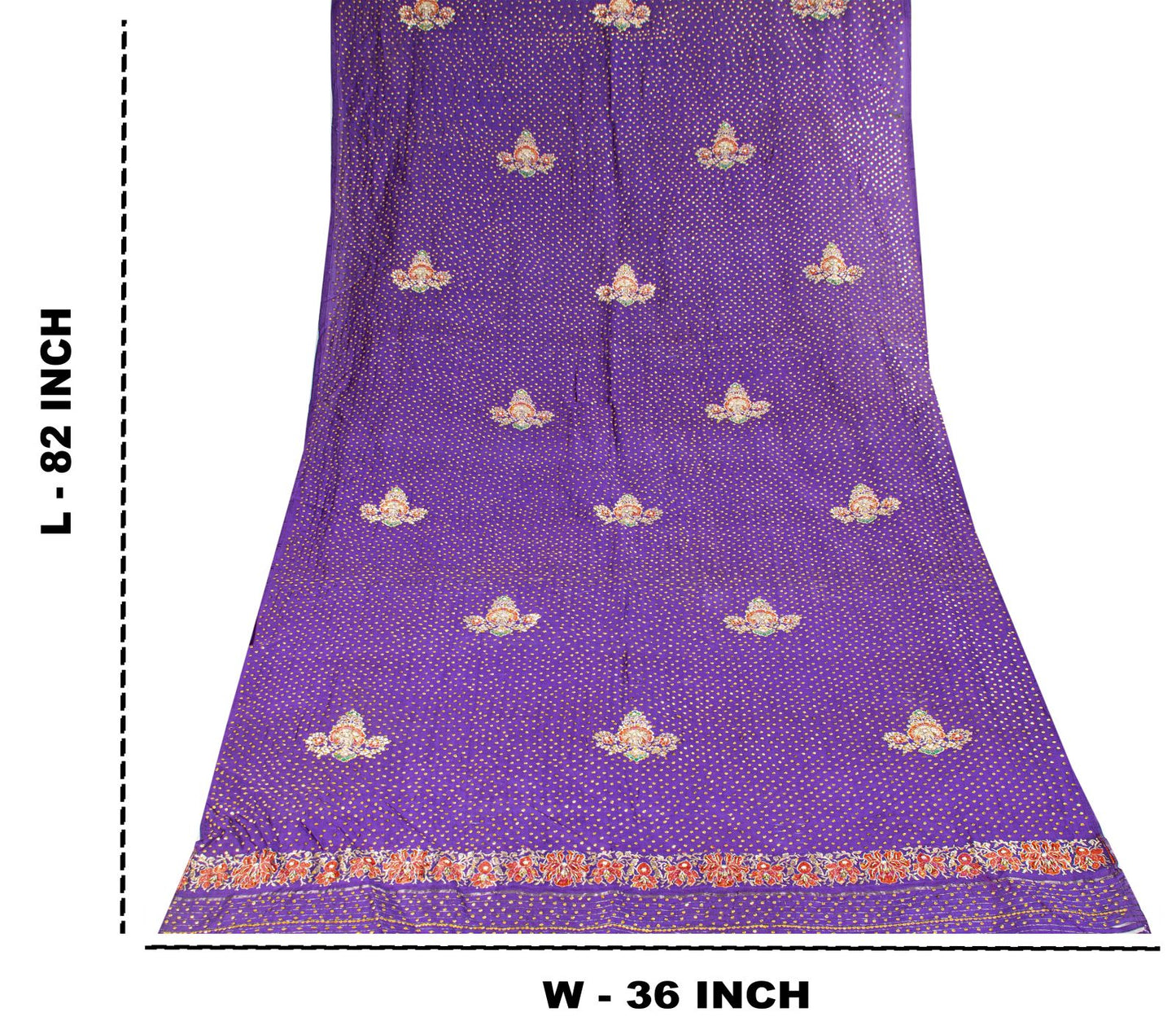 Sanskriti Vintage Purple Pure Silk Dupatta/Stole Brocade Woven-Handmade Zardozi