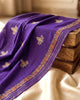 Sanskriti Vintage Purple Pure Silk Dupatta/Stole Brocade Woven-Handmade Zardozi