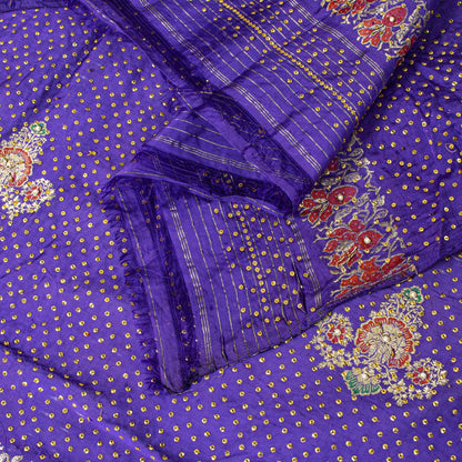Sanskriti Vintage Purple Pure Silk Dupatta/Stole Brocade Woven-Handmade Zardozi