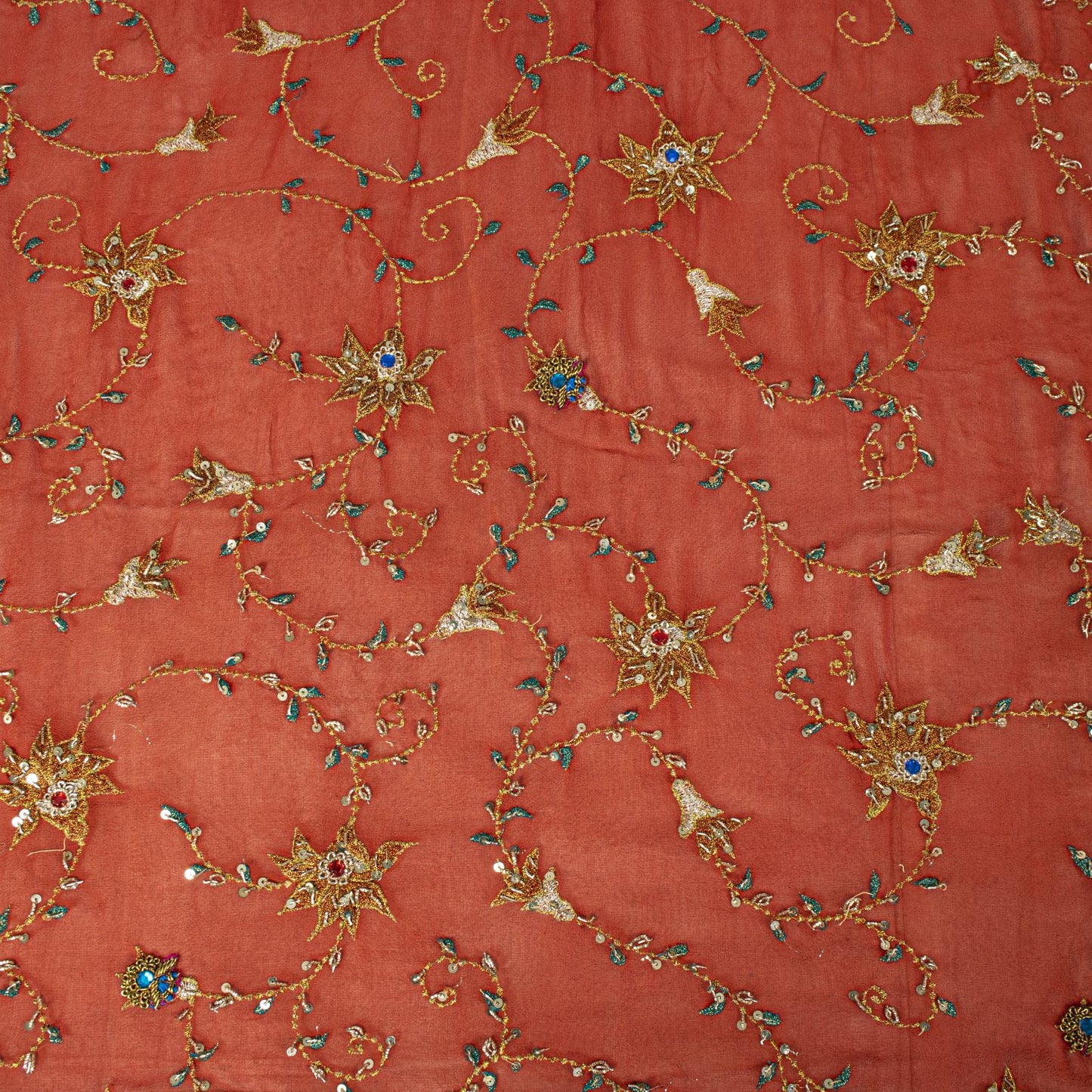 Sanskriti Vintage Brown Pure Georgette Dupatta/Stole Hand Embroidery ZardoziVeil