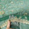 Sanskriti Vintage Green Georgette Dupatta/Stole Handembroidery Zari Zardozi Veil