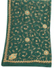 Sanskriti Vintage Green Georgette Dupatta/Stole Handembroidery Zari Zardozi Veil