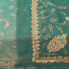 Sanskriti Vintage Green Georgette Dupatta/Stole Handembroidery Zari Zardozi Veil