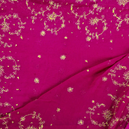 Sanskriti Vintage Pink Pure Georgette Dupatta/Stole Hand Embroidery Zari Zardozi
