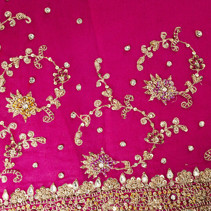 Sanskriti Vintage Pink Pure Georgette Dupatta/Stole Hand Embroidery Zari Zardozi