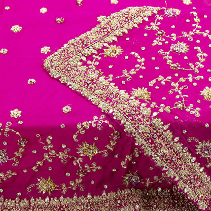 Sanskriti Vintage Pink Pure Georgette Dupatta/Stole Hand Embroidery Zari Zardozi