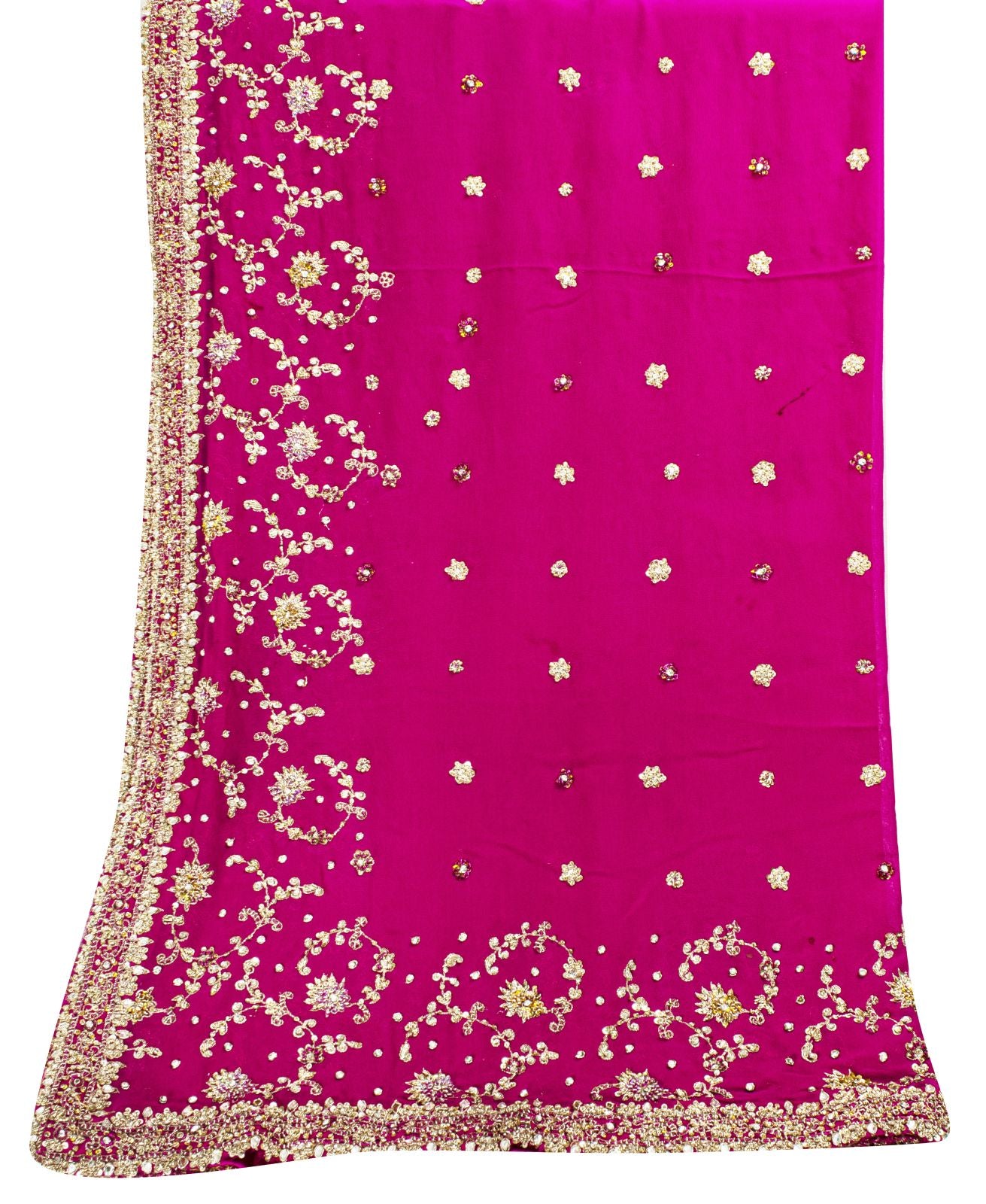 Sanskriti Vintage Pink Pure Georgette Dupatta/Stole Hand Embroidery Zari Zardozi