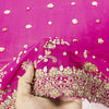 Sanskriti Vintage Pink Pure Georgette Dupatta/Stole Hand Embroidery Zari Zardozi