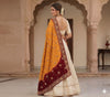 Sanskriti Vintage Yellow Soft Pure Georgette Dupatta/Stole Hand Embroidered Veil