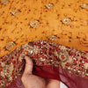 Sanskriti Vintage Yellow Soft Pure Georgette Dupatta/Stole Hand Embroidered Veil