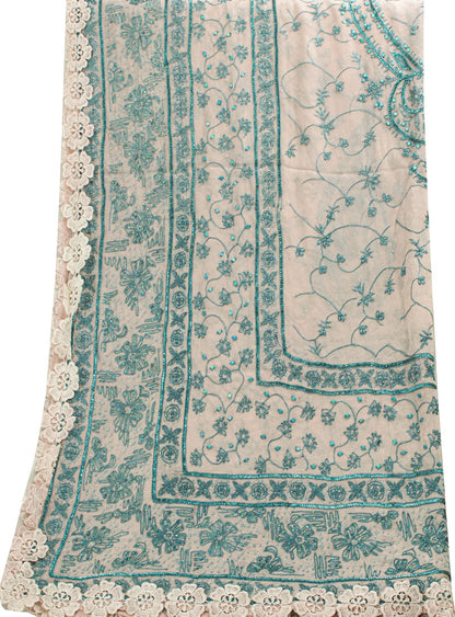 Sanskriti Vintage Pink Pure Georgette Silk Dupatta/Stole Hand Embroidered Sequin