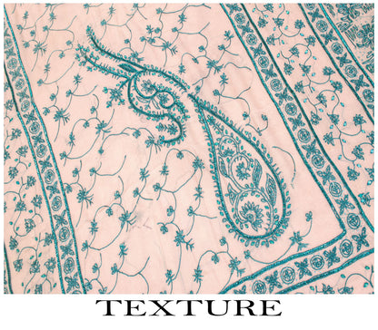 Sanskriti Vintage Pink Pure Georgette Silk Dupatta/Stole Hand Embroidered Sequin