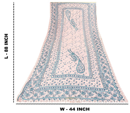 Sanskriti Vintage Pink Pure Georgette Silk Dupatta/Stole Hand Embroidered Sequin