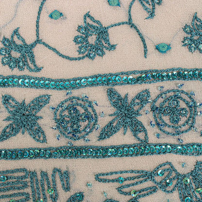 Sanskriti Vintage Pink Pure Georgette Silk Dupatta/Stole Hand Embroidered Sequin